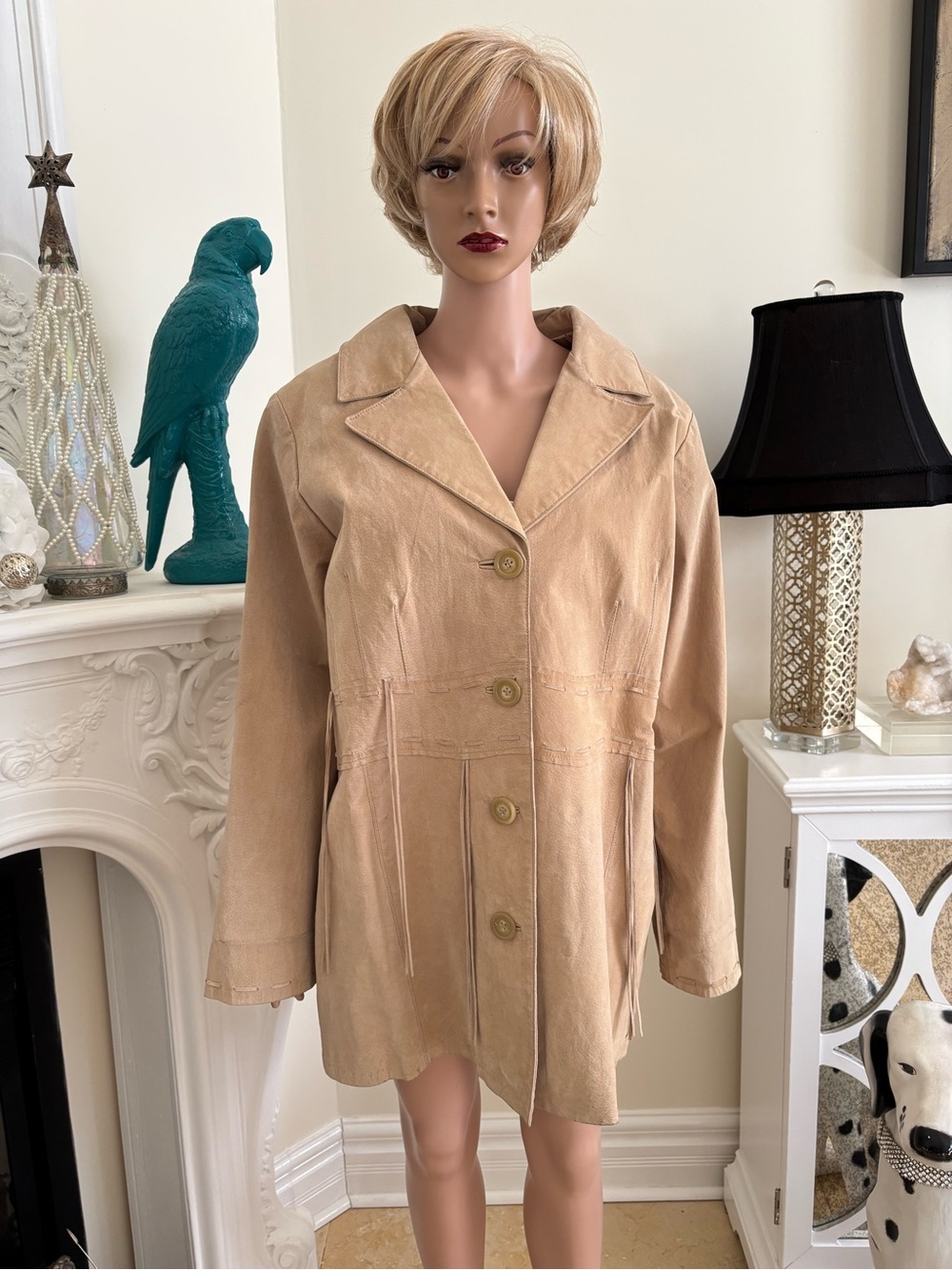Addition Elle Tan leather Button-Front Jacket